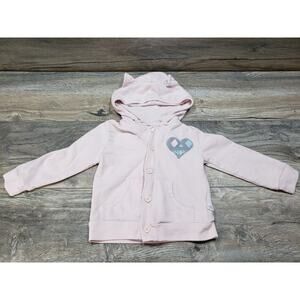 Rosie Pope Baby Girl Hooded Button Down Heart Sweatshirt